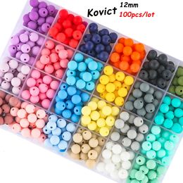 Baby Teethers Toys Kovict 12mm 100Pcs Loose Silicone Beads Round BPA Free For Jewelry Making Bracelet Necklace DIY Pacifier Chain Accessory 230525