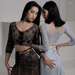 Stage Wear Latin Dance Clothes 2023 Lace Tops Gauze Fringe Skirt Professional Rumba Practice Clothing Samba Costume DWY7068