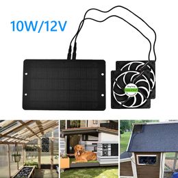 Other Home Garden Portable 10W 12V Dual Solar Exhaust Fan Air Extractor for Office Outdoor Dog Chicken House Greenhouse Waterproof Solar Panel 230525