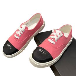 23ss Womens Dress Shoes Canvas Shoes Lace-Up Casual Shoes Ladies Loafers Designer Platform Heels Outdoor Sneaker Classic Pink White Sandals Flip Flops As A Gifts