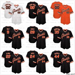 28 Buster Posey Baseball Jerseys SFGiants Crawford Brandon Belt Will Clark Willie Mays Willie McCovey Blank any name number Throwback baseball jersey