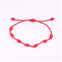 Charm Bracelets Handmade Knots Red Rope Bracelet Love Good Lucky Braided Couple Adjustable Size Best Gift For Lovers Drop Delivery Je Dhv4I