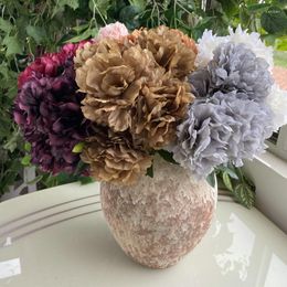 Decorative Flowers Artificial Flower Silk Peony Bouquet Wedding Pography Floral Home Living Room Garden Blue Pink Simulation Peonys