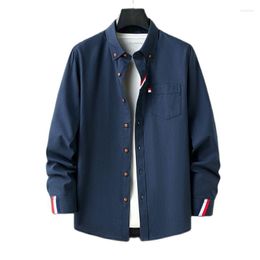 Men's Casual Shirts Men's Button-down Shirt Long Sleeve Formal Business Dress Pocket-less Solid Colour Blue White Tops Korean Slim Fit