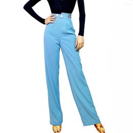 Stage Wear High Waist Button Design Pants Female Latin Dance Dress For Women Dresses Competition Ballroom Dancing Costume NY63 6732