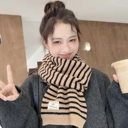 Scarves Two-tone Striped Warm Knitting Neck Scarf Fashion Women Girl Winter Knitted For