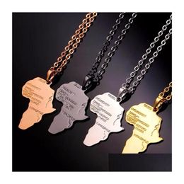 Pendant Necklaces Stainless Steel Map Of Africa Country Necklace Men Women Hip Hop African Jewellery Drop Delivery Pendants Dhpb0