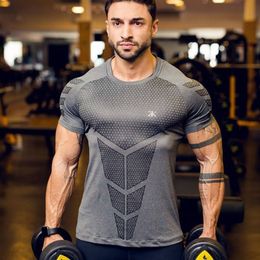 mens t shirt European and American Sports Tights Fitness Short Sleeved Quick-drying Running Top Training Basketball High Elastic T-shirts