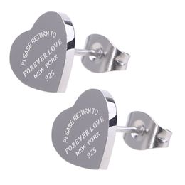 Top Quality Classic Style Women Lover Heart Studs Luxury Titanium Steel Earrings Printed Wedding Party Gifts Wholesale