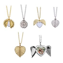 Dye Sublimation Transfer Blank Sunflower Necklace Angel Wings Necklace Heart Open Necklace