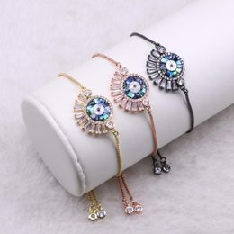 Charm Bracelets Wholesale Jewellery Bracelet Micro Pave Abalone Mix Colour Metal Chain Fashion Gift For Lady 3577
