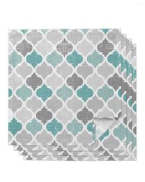 Table Napkin 4pcs Cyan Turquoise Grey Geometric Moroccan Square 50cm Wedding Decoration Cloth Kitchen Serving Napkins