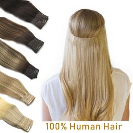 Hair Bulks Wire in s Human Straight Fish Line Natural Fusion with Clips Weft For Women 230621