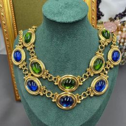 Chains Women's Coloured Glaze Short Textured Necklace