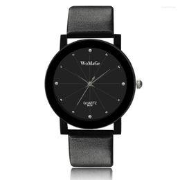 Wristwatches Womage Men Round Stainless Steel Dial Wrist Watch Fashion Pure Leather Straps Designer Male Quartz ClockWristwatches