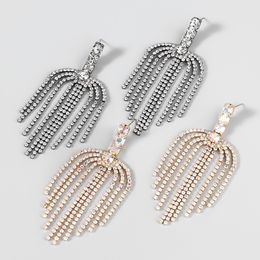 Pauli Manfi Pop Metal Rhinestone Geometric Tassel Earrings Home Party Dangle Earrings Women's Charm Statement Earrings