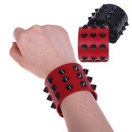 Bangle Unisex 4styles Gothic Rock Punk Leather Spike Wide Snap Button Wrap Bracelets Wristband For Men Women