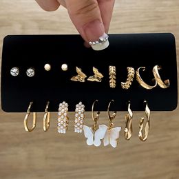 Fashion Gold Colour Earrings Set Geometry Butterfly Pearl Earrings For Women Ear of wheat Simple Metal Round Party Jewellery 2022