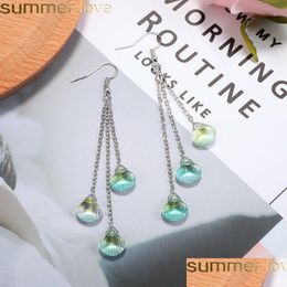 Dangle Chandelier Fashion Crystal Tassel Drop Earrings Long Sier Chain Earring For Women Design Jewelry Gifts Summer Love Delivery Dhj5L