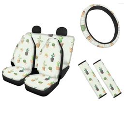 Car Seat Covers Succulent And Cute Design Pattern 4Pcs Steering Wheel Cover Fit Most Of Vehicles Seatbelt Shoulder Pad Stylish