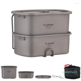 Water Bottle Tiartisan Arrival Titanium Outdoor Camping Cookware Pot Set 750ml 450ml Military Canteen Lunch Box And Army Cup