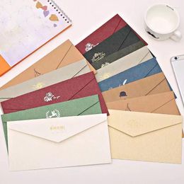 Gift Wrap 5pcs/Lot Vintage Gold Envelopes For Invitations Kraft Paper Card Window Envelope Wedding Letter Set Mailer Stationery