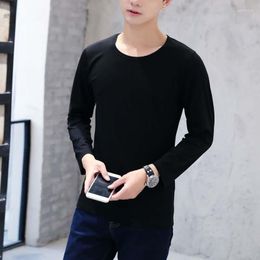 Men's T Shirts White Black Fashion Shirt O-Neck Solid Long Sleeve Men Tshirt