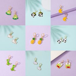 Lost Lady New Fashion Pineapple Frog Dinosaur Ladies Earrings Cute Cartoon Alloy Jewelry Wholesale Direct Sales