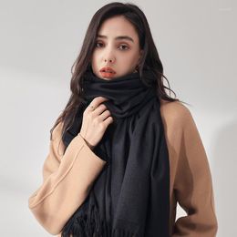 Scarves Autumn/Winter 2023 Solid Color Cashmere Scarf Medium Length Warm With Sweet Fashion Fringed