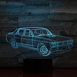 Night Lights Car 3D Light Decoration LED Lamp Bedroom Colour Changeable Veilleuse Enfant Acrylic Plates Black ABS Base With USB CableNight Li