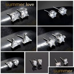 Stud New Fashion Cubic Zirconia A Week 7 Styles Small Earring Heart Round Square Star Waterdrop Shape Princess Earrings For Women Dr Dhq6J