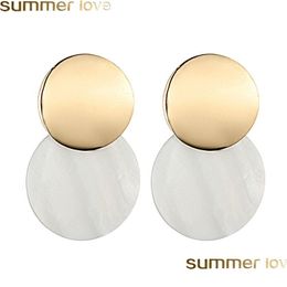 Charm Fashion Round Shell Earring For Women Girls Metal Earrings With Bohemia Jewelry Gifts Drop Delivery Dhvwf