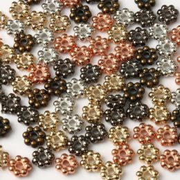 100pcs/lot Metal Gold Plated Wheel Flower Charm Loose Spacer Beads For Jewellery Making DIY Bracelet Supplies Accessories