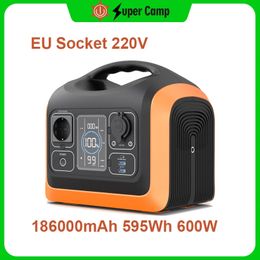 Super Camp Solar Generator 595Wh 600W 220V-240v Portable Power Station PD 60W Fast Charge LiFePO4 Battery Drone Laptops