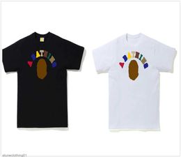 maglietta da uomo magliette firmate magliette da donna stampa con cerniera finta Camo mosaico colore abiti luminosi maglietta classica con alfabeto colorato t-shirt grafica e1DAMC