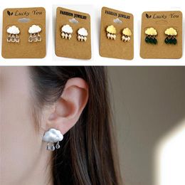 Stud Earrings 1pair Ear Jewellery Earring Fashion Cute Cloud Crystal Rhinestone Imitation Pearl Rain Personality Design