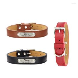 Dog Collars Customised Anti-lost Cat Collar Genuine Leather Laser Engraved Pet 2023 Accessories For Small Dogs Puppy