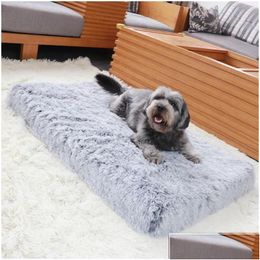 Kennels Pens Long Plush Dog Bed Pet Cushion Rectangar Blanket Soft Fleece Cat Puppy Chihuahua Sofa Mat Pad For Small Large Dogs Dr Dh5M3