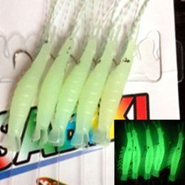 Baits Lures 10bags Sabiki Soft Fishing Lure Rigs Luminous Shrimp Bait Jigs Lure soft lure Worn Fake lure 230525