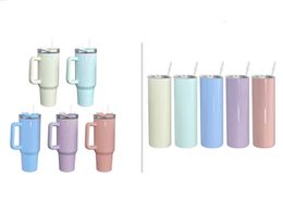 New Stock warehouse 20oz 40oz Mugs Sublimation Tumbler Colours With Handle Lids Straw Stainless Steel Coffee Big Capacity Beer Wine Water Bottle Cup Drinking air B5