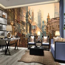 Wallpapers Custom Po Wallpaper 3D Abstract Retro City Street Scenery Background Wall Sticker Papers Papel De Parede Painting