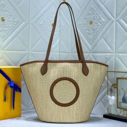 Straw Shopping Bag Women Composite Bags Lafite Beach Bag Shoulder Handbags Designer Tote Bags Woven Bags Flat Purse Pouch Wallets Fashion Leather Letter L