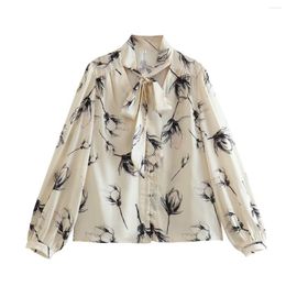 Women's Blouses Women Floral Blouse Spring 2023 Clothing Bow Collar Printed Shirt Modern Girl Casual Top Wears