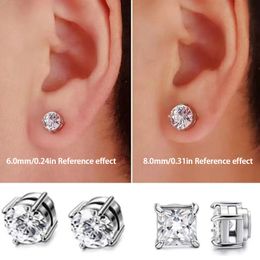 1 Pair 6mm/8mm Inlaid With Zircon Stainless Steel Magnetic Earrings Men Women Painless No Ear Hole Puncture Gilts Ear Jewelry