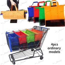 Shopping Bags 4pcs/Set Reusable Cart Trolley Supermarket Shopping Storage Bags Foldable Reusable Eco-Friendly Shop Handbag Totes T230526