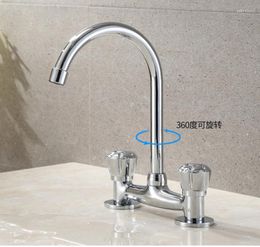 Bathroom Sink Faucets Double-handle Double-hole Old Basin Faucet Cold And Vertical Hole Spacing 15cm