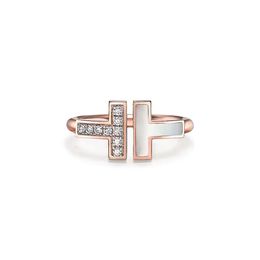 Designer-Silberring, Kristalldiamanten, Liebesring, Verlobungsringe für Frauen, Männer, Eheringe für Paare, Doppel-T-Marke, Valentinstagsgeschenk, Multi-Style-Großhandel