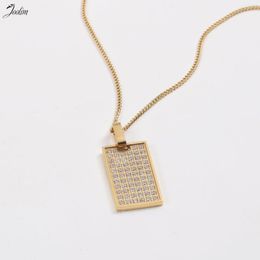 Pendant Necklaces Joolim Jewelry High End PVD No Fade Full Fine Drill CNC Square Brand Stainless Steel Necklace Trend 2023 For Women