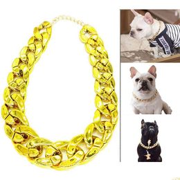 Chains Fashion Pet Necklace Gold Diamond Dog Collar Jewellery Accessories Drop Delivery Necklaces Pendants Dhdkx