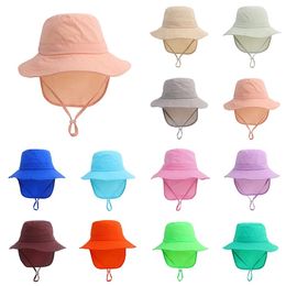 Children's Sunshade Fisherman Hat Solid Colour Quick Drying Sunscreen Sun Hat Outdoor Men And Women's Cape Hat
